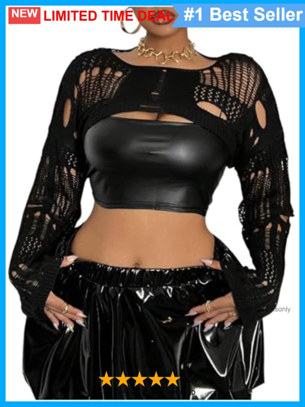 Plus Size Crochet Shrug Sweater Long Sleeve Boat Neck Knit Top